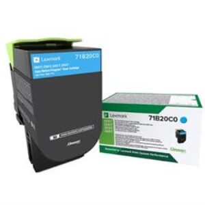 Cyan lasertoner - Lexmark 71B20C0 - 2300 Sider