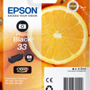 Foto Sort blækpatron - Epson 33 - 4,5ml