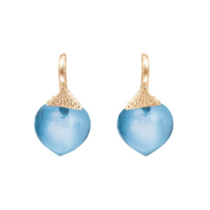 OLE LYNGGAARD Dew Drops øreringe i 18 kt guld med sky blue topaz