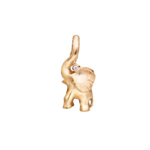 OLE LYNGGAARD Elephant Charm i 18kt. guld med 1 brillant (opluk)