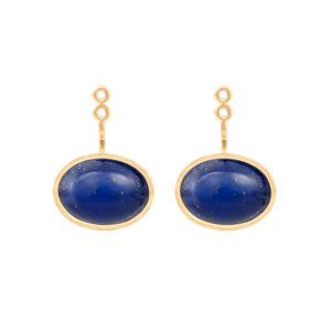 OLE LYNGGAARD Lotus 18 kt. guld ørevedhæng med lapis