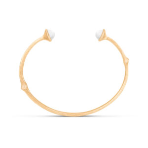 OLE LYNGGAARD Nature 18 kt. guld armring med hvid perle