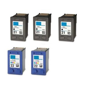 Rabat sæt! HP 21XL / 22XL - 3 x Sort 2 x Farve - Kompatibel - 21XL - 90 ml