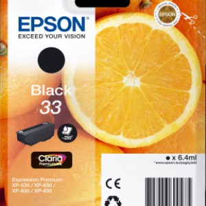 Sort blækpatron - Epson 33 - 6,2ml