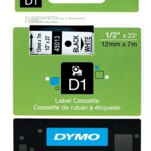 Sort på hvid 12 mm D1-tape S0720530 (45013)