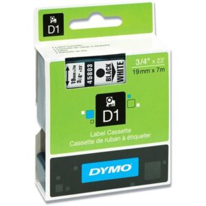 Sort på hvid 19 mm D1-tape (45803)