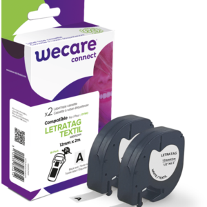 Sort på hvid stryg-let tape 18768 Dobb.pakke - 12 mm