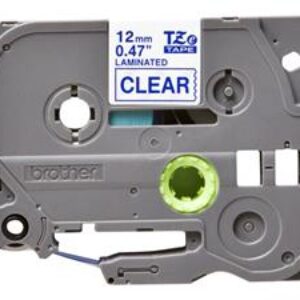 TZE133 Original Brother tape 12 mm. Blå tekst / klar tape (laminerede) 8 m. pr. rl.