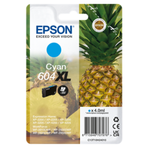 Cyan blækpatron - Epson 604XL - original - 4,0 ml.