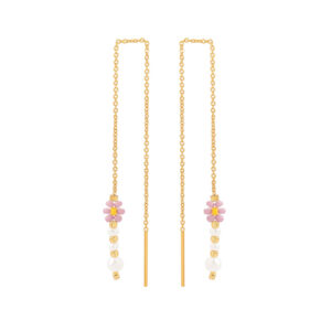 HULTQUIST Alan forgyldt blomster ørehænger med hvide perler