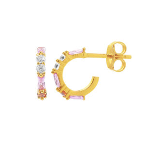 HULTQUIST Lilibet forgyldte øreringe med pink og hvide zirkoner