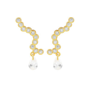 Hultquist River Raindrop forgyldte ørestikker med klare cubic zirkoner
