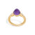 Blossom ring i 14 kt guld med to diamanter og lille ametyst