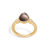 Blossom ring i 14 kt guld med to diamanter og lille røgkvarts