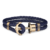 Paul Hewitt navy flettet læderarmbånd med mat guldfarvet anker