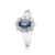 Rosetring i 14 kt hvidguld med oval safir og brillanter